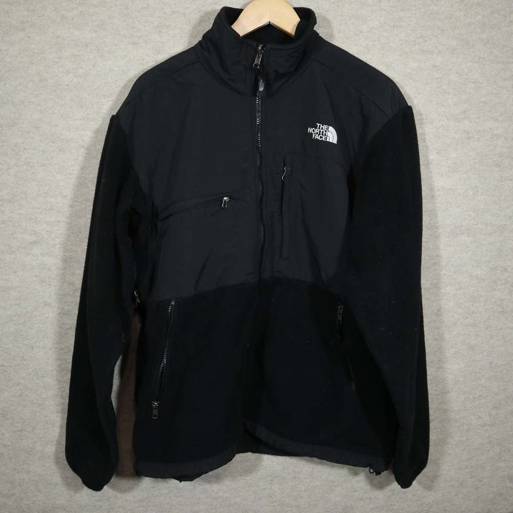 The North Face Denali Jacket Medium Black Fleece Y2K Full Zip Nylon Overlay